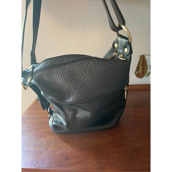 Valentina Italia Black Pebbled Leather Bucket Shoulder Bag - Picture 3 of 13